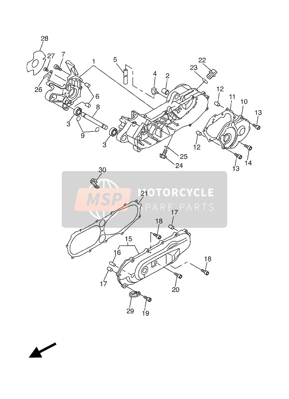 Yamaha CW50N BWS 2004 Carter pour un 2004 Yamaha CW50N BWS